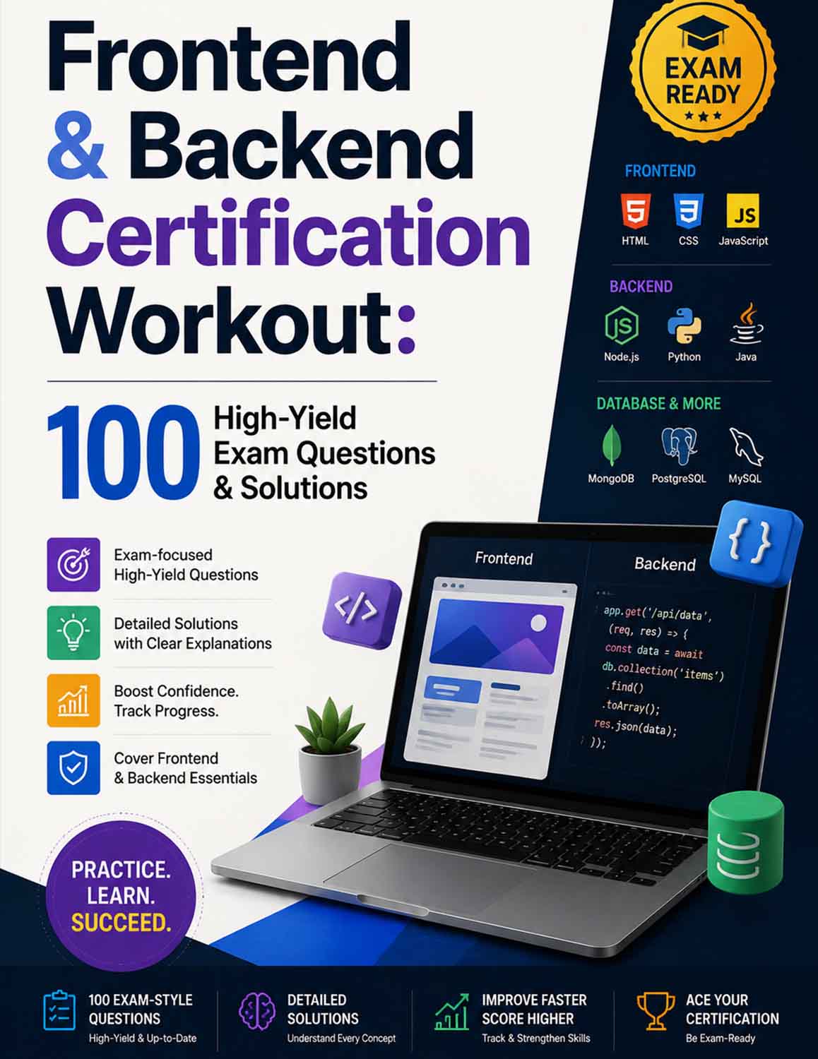 Frontend & Backend Certification Workout: 100 High-Yield Exam Questions & Solutions