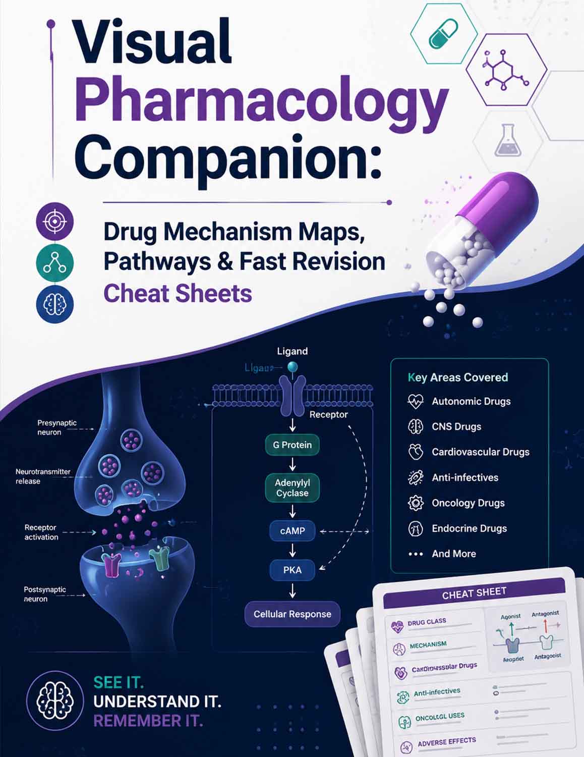 Visual Pharmacology Companion: Drug Mechanism Maps, Pathways & Fast Revision Cheat Sheets