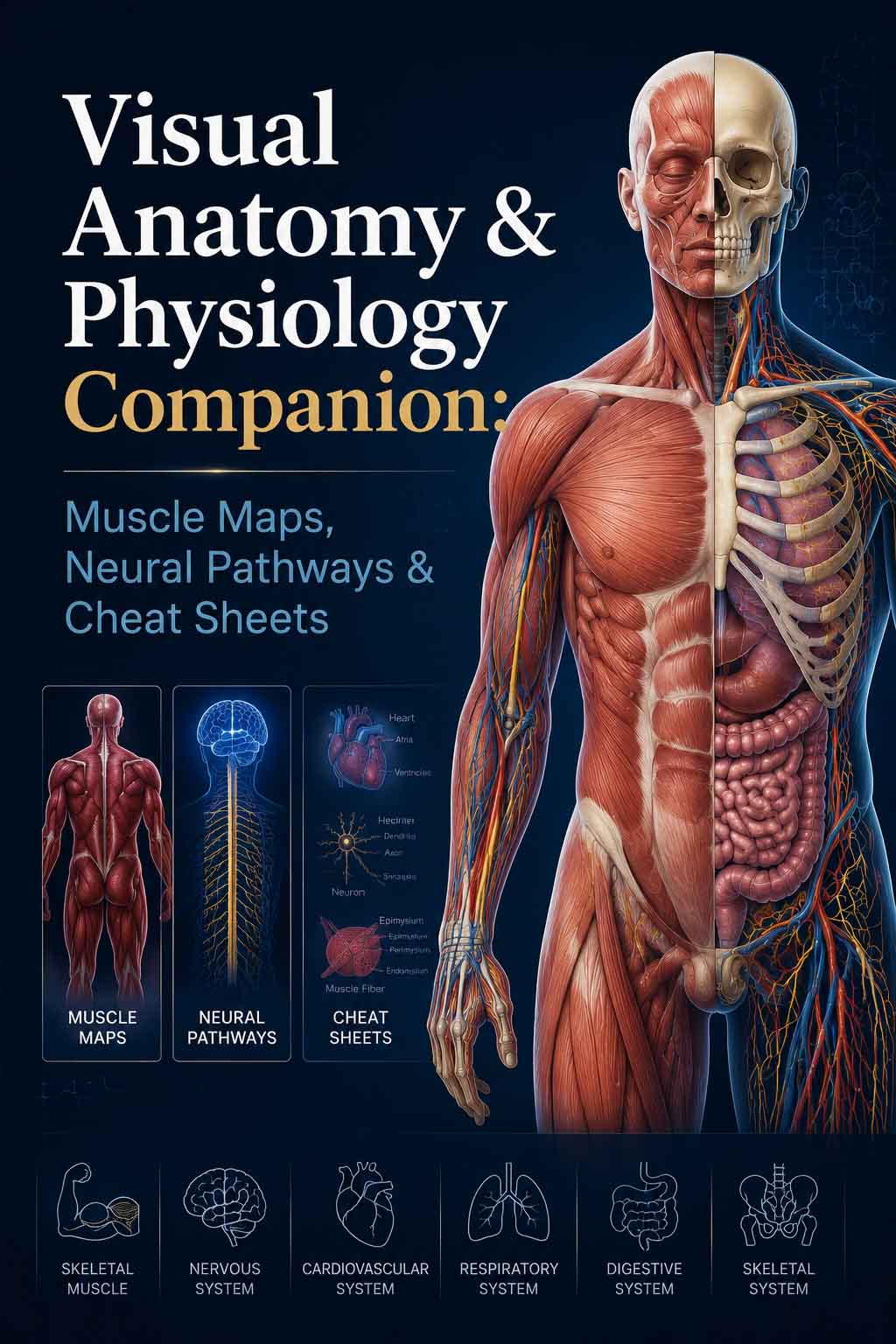 Visual Anatomy & Physiology Companion: Muscle Maps, Neural Pathways & Cheat Sheets