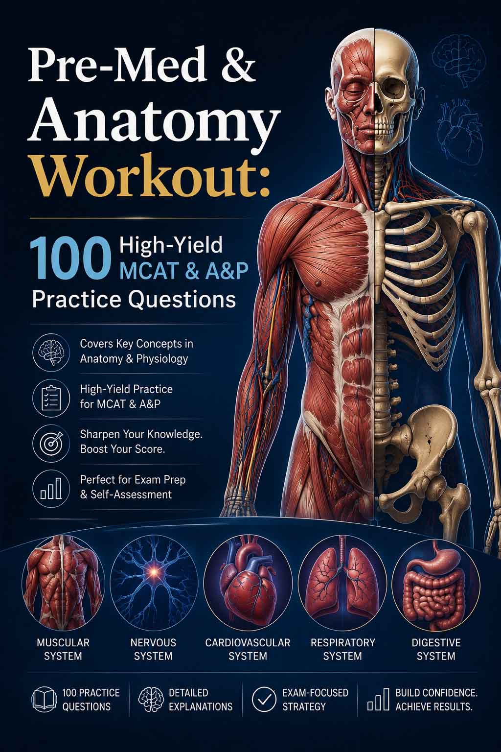 Pre-Med & Anatomy Workout: 100 High-Yield MCAT & A&P Practice Questions